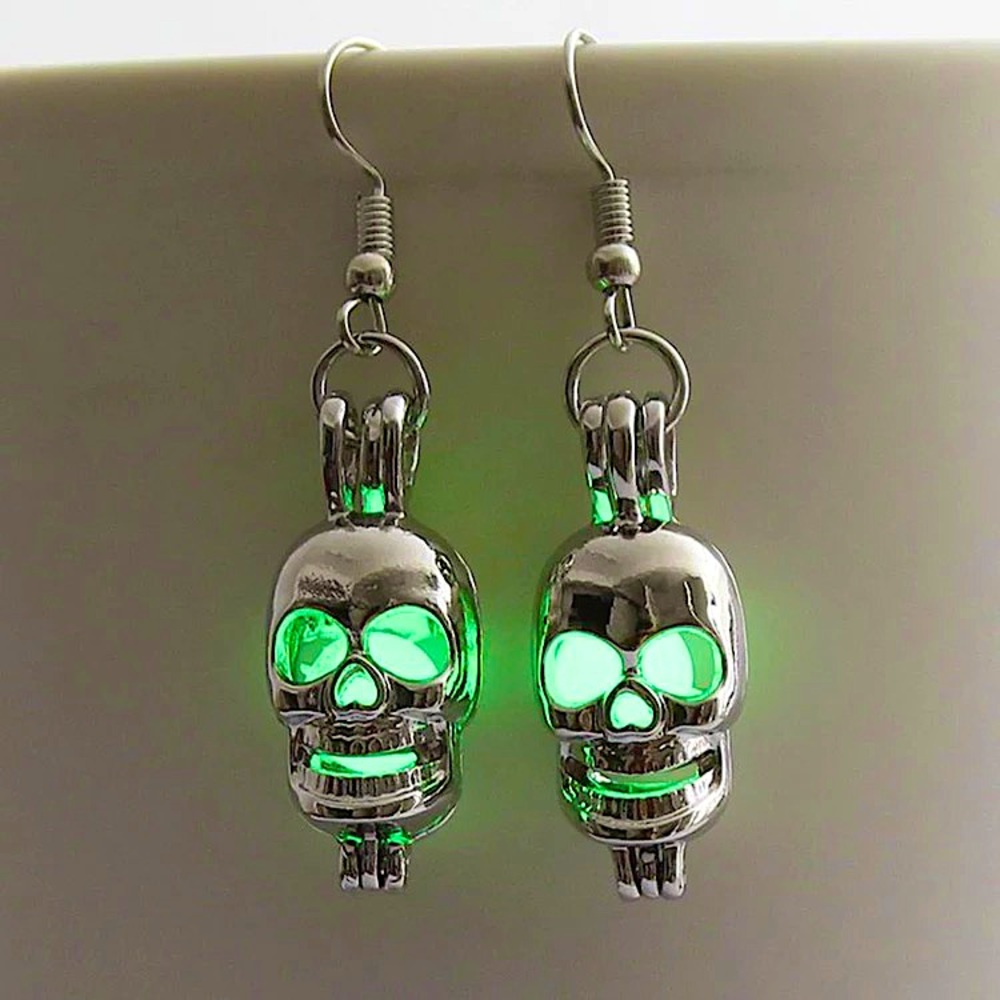 Glow in the Dark Skull ☠️ Dangling Earrings